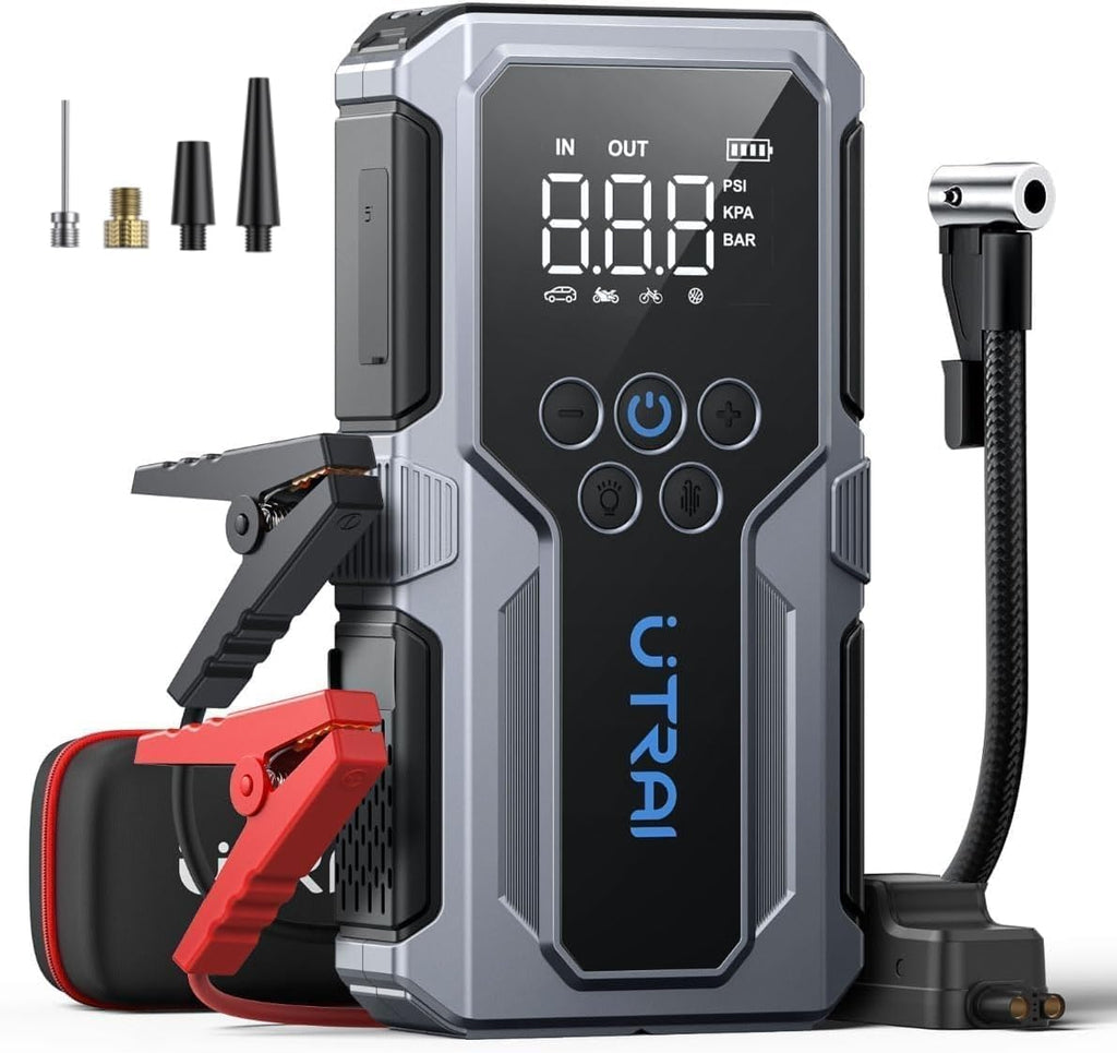 MG AutoTech Jump Starter with Air Compressor (1500A) – Emergency Battery Booster & Tire Inflator