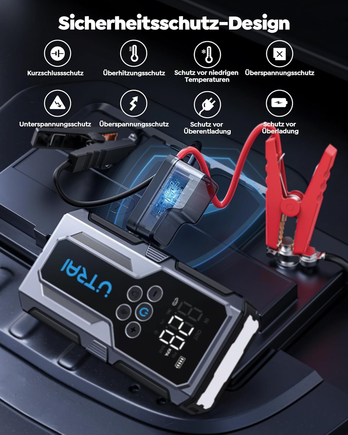 MG AutoTech Jump Starter with Air Compressor (1500A) – Emergency Battery Booster & Tire Inflator