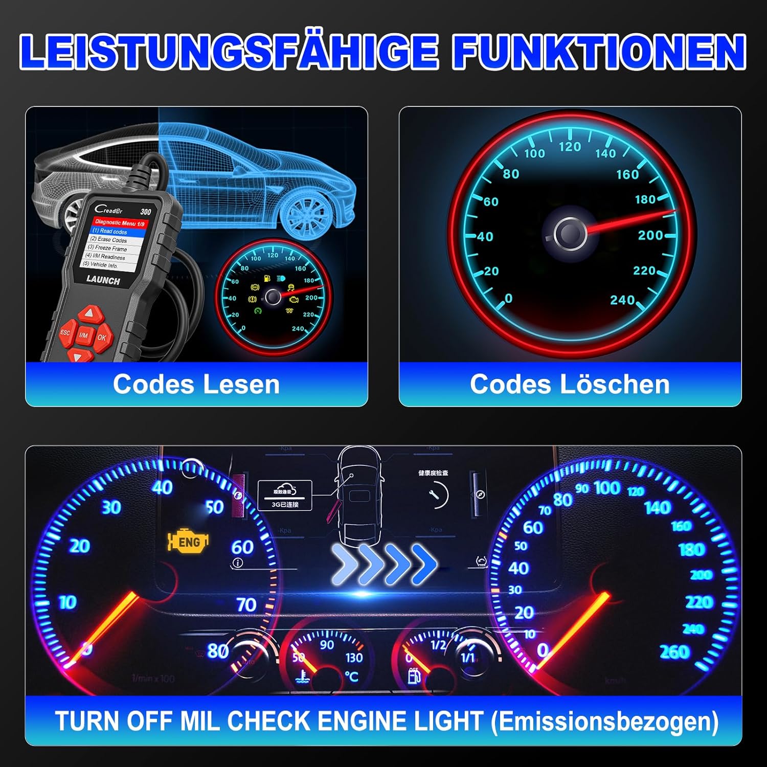 MG AutoTech OBD2 Scanner (Launch CR300) – Read & Clear Check Engine Light (All Cars 2000+)