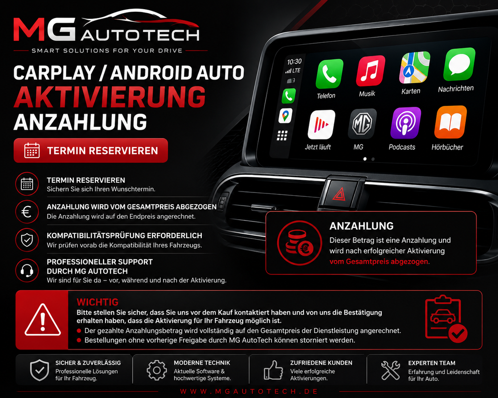 CarPlay / Android Auto Activation Deposit